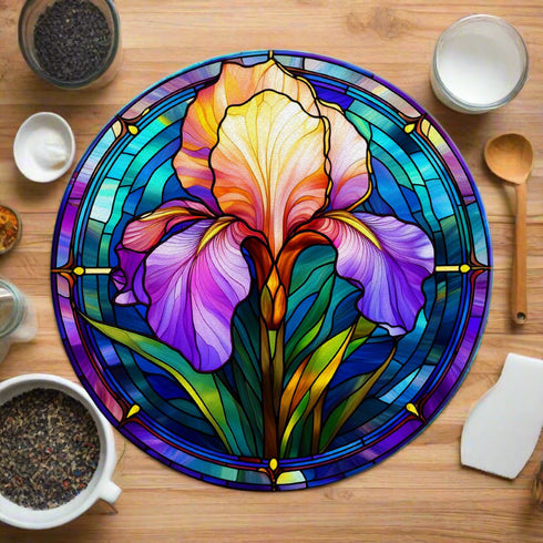 Iris Circular Glass Suncatcher Worktop Saver